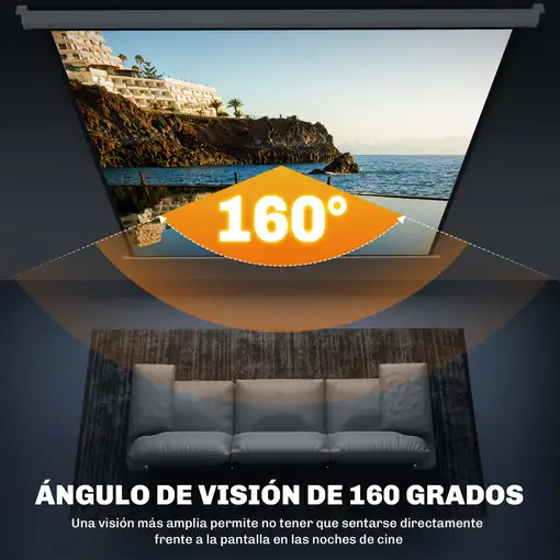 Pantalla de Proyector Manual 120 Pulgadas Formato 1:1 207x207 cm Blanco HOMCOM