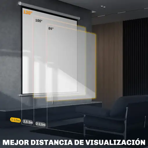 Pantalla de Proyector Manual 120 Pulgadas Formato 1:1 207x207 cm Blanco HOMCOM