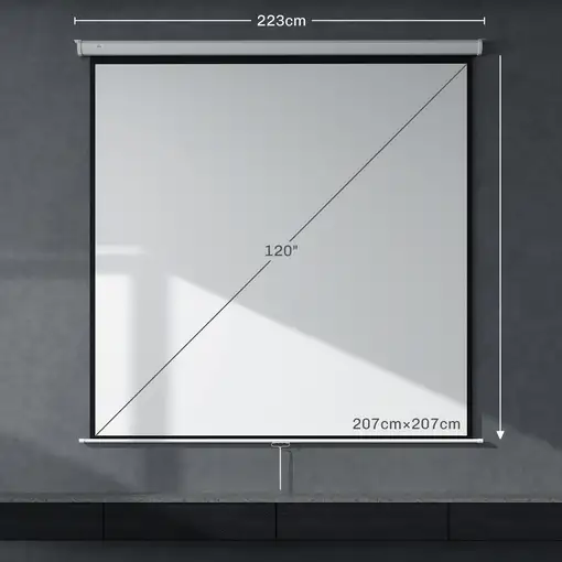 Pantalla de Proyector Manual 120 Pulgadas Formato 1:1 207x207 cm Blanco HOMCOM