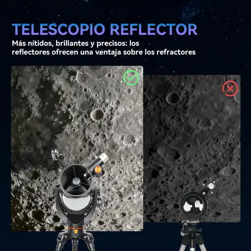 Telescopio Reflector Astronómico para Adultos Principiantes con Trípode Outsunny