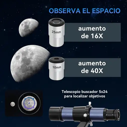 Telescopio Reflector Astronómico para Adultos Principiantes con Trípode Outsunny