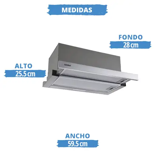 Campana telescopica SAUBER SCTC60I ancho 60 cm inox