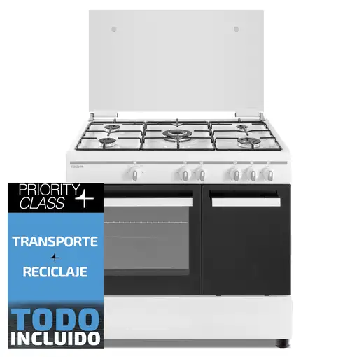 Sauber SCW5GB - Cocina De Gas 5 Zonas Coccion Con Portabombonas Blanca