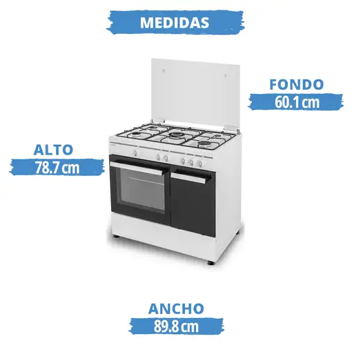 Sauber SCW5GB - Cocina De Gas 5 Zonas Coccion Con Portabombonas Blanca