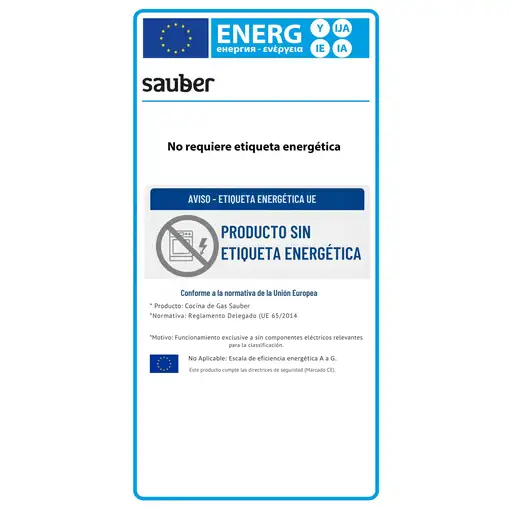 Sauber SCW5GB - Cocina De Gas 5 Zonas Coccion Con Portabombonas Blanca