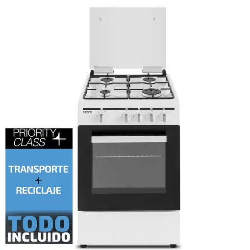 Sauber SCW41GB - Cocina De Gas 4 Zonas Coccion Blanca