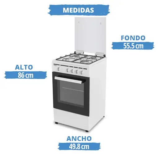 Sauber SCW41GB - Cocina De Gas 4 Zonas Coccion Blanca