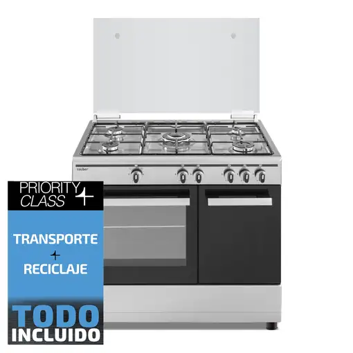 Sauber SCI5GB - Cocina De Gas 5 Zonas Coccion Con Portabombonas Inox
