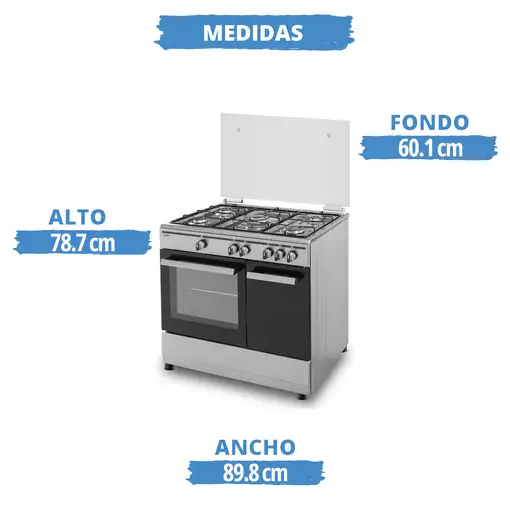 Sauber SCI5GB - Cocina De Gas 5 Zonas Coccion Con Portabombonas Inox