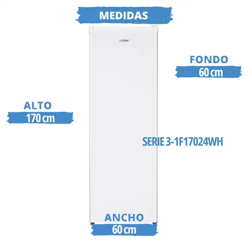 Frigorifico una puerta SAUBER SERIE 3-1F17024WH e alto 170 cm ancho 60 cm blanco