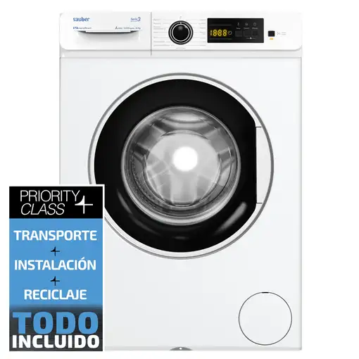 Lavadora carga frontal SAUBER SERIE 3-W8105V 8 kg 1000 rpm a blanco
