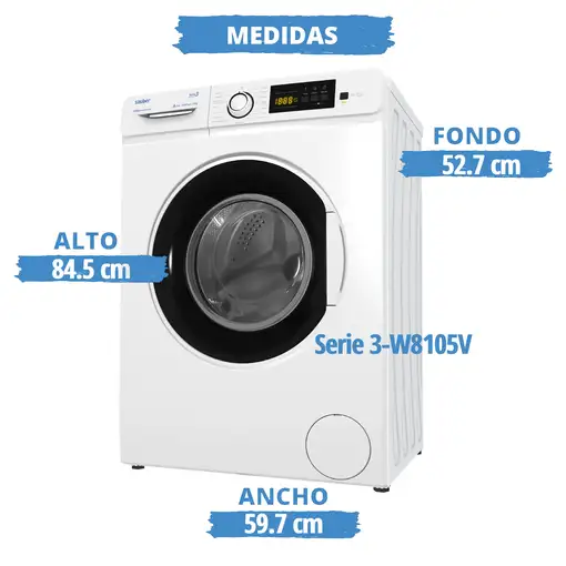 Lavadora carga frontal SAUBER SERIE 3-W8105V 8 kg 1000 rpm a blanco