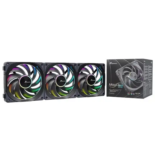 Seasonic MagFlow ARGB Carcasa del ordenador Ventilador 12 cm Negro 3 pieza(s) Seasonic MagFlow ARGB Carcasa del ordenador Ventilador 12 cm Negro 3 pieza(s)