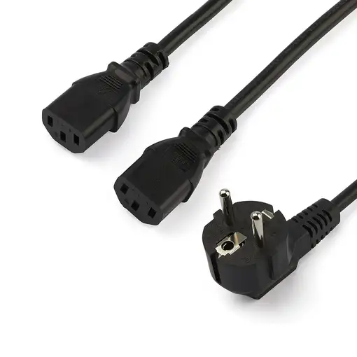 StarTech.com Cable de 2m de Alimentación en Y para Ordenador, 18AWG, EU Schuko a 2