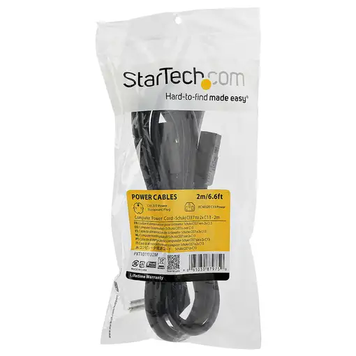 StarTech.com Cable de 2m de Alimentación en Y para Ordenador, 18AWG, EU Schuko a 2