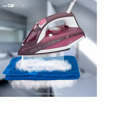 Plancha a vapor suela de cerámica 2600 W Rosa 263857 CLATRONIC