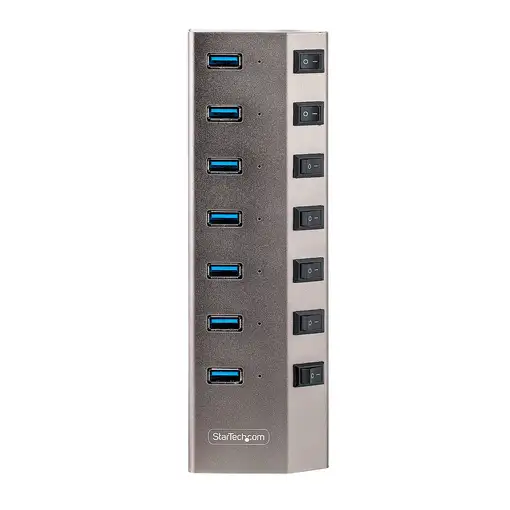 StarTech.com Hub USB-C Autoalimentado de 7 puertos con Interruptores Individuales