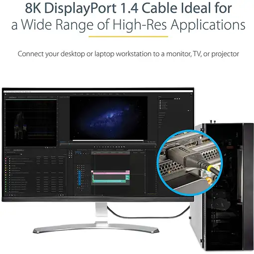 StarTech.com Cable de 2m DisplayPort 1.4 Certificado VESA - 8K de 60Hz HDR10 - Víd