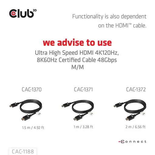 CLUB3D CAC-1188 adaptador de cable de vídeo 0,09 m Mini DisplayPort HDMI Negro