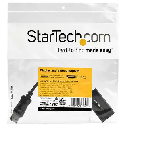 StarTech.com Adaptador DisplayPort a HDMI con HDR - 4K 60Hz - Negro