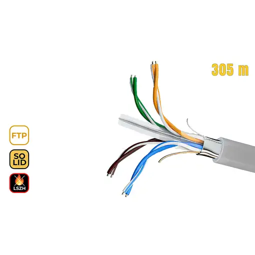 Phasak Bobina de Cable de Red Cat.6 FTP LSZH Sólido AWG23 CCA 305M - PHR 6312