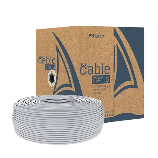 Phasak Bobina de Cable de Red Cat.6 FTP LSZH Sólido AWG23 CCA 305M - PHR 6312
