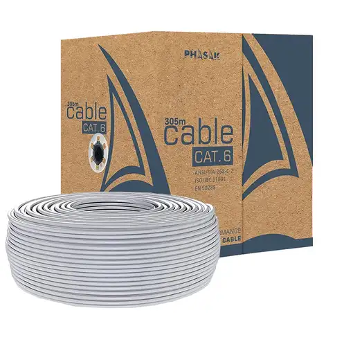 Phasak Bobina de Cable de Red Cat.6 FTP LSZH Sólido AWG23 CCA 305M - PHR 6312