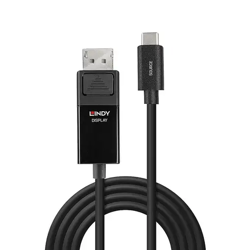 Lindy 43342 adaptador de cable de vídeo 2 m USB Tipo C DisplayPort Negro