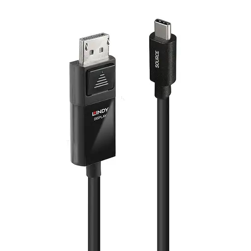 Lindy 43342 adaptador de cable de vídeo 2 m USB Tipo C DisplayPort Negro