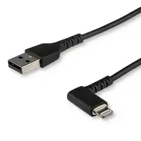 StarTech.com Cable Resistente USB-A a Lightning de 1 m - Negro -Acodado en un Ángu