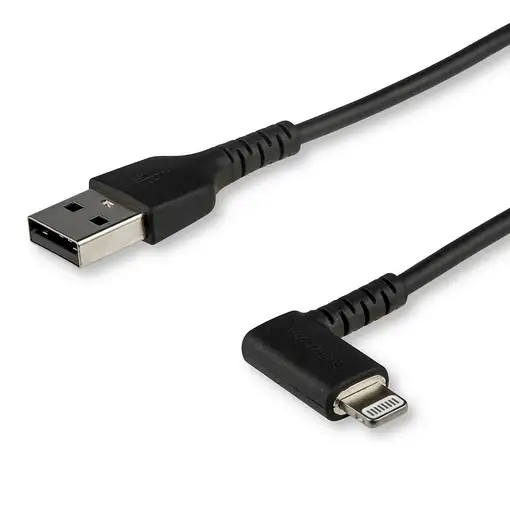 StarTech.com Cable Resistente USB-A a Lightning de 1 m - Negro -Acodado en un Ángu