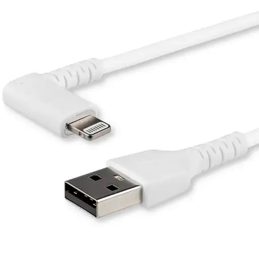 StarTech.com Cable Resistente USB-A a Lightning de 1 m - Blanco -Acodado en un Áng