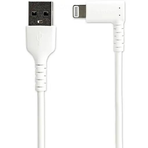 StarTech.com Cable Resistente USB-A a Lightning de 1 m - Blanco -Acodado en un Áng