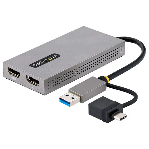 StarTech.com Adaptador de USB a HDMI Doble, USB A/C a 2 Pantallas HDMI (1x 4K30Hz,