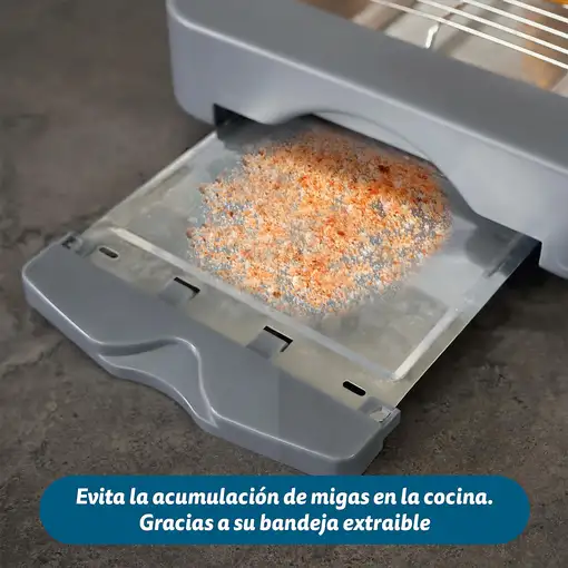 Tostador plano gris, 600 W, para 4 rebanadas, TSP-G2 GRUNKEL