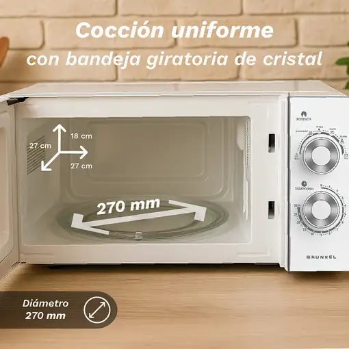 Microondas sin grill blanco, 25L, 900 W, MW-25MG GRUNKEL