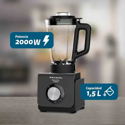 Batidora de vaso negra, 2000 W, jarra 1,5 L, BAT-2000MASTERPRO GRUNKEL