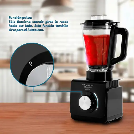 Batidora de vaso negra, 2000 W, jarra 1,5 L, BAT-2000MASTERPRO GRUNKEL