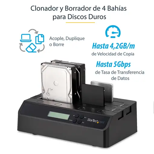 StarTech.com Clonador Borrador Autónomo USB 3.0 / eSATA a SATA