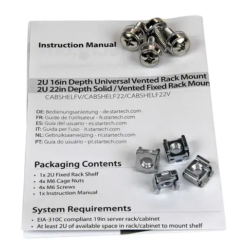 StarTech.com Estante Bandeja 2U 22in (558,8mm) de Profundidad Fija