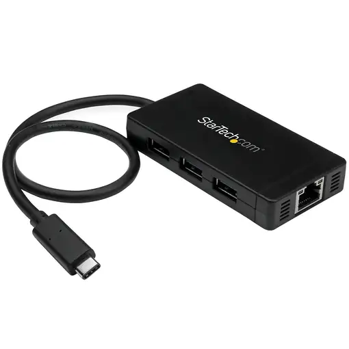 StarTech.com Concentrador USB 3.0 de 3 Puertos con USB-C y Ethernet Gigabit - 5Gbp