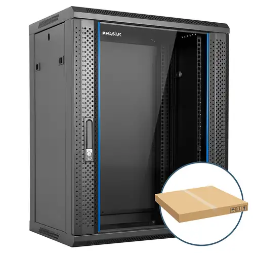 Phasak PHO 2216D armario rack 16U Bastidor de pared Negro