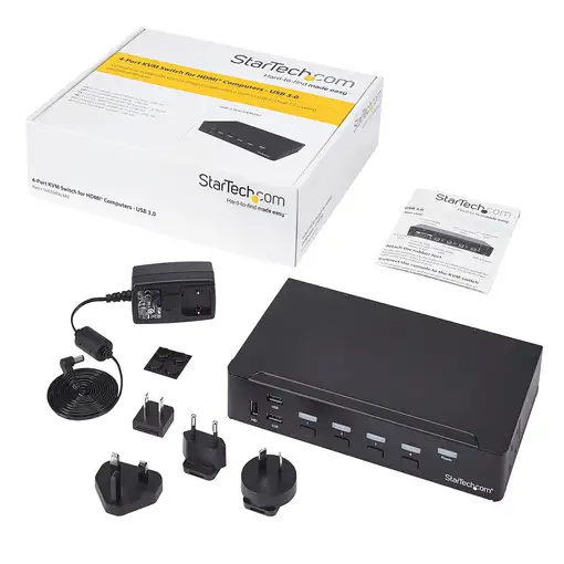 StarTech.com Switch Conmutador KVM de 4 Puertos HDMI 1080p con USB 3.0