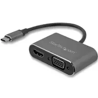 StarTech.com Adaptador USB-C a VGA y HDMI - 2en1 - 4K 30Hz - Gris Espacial - Adapt