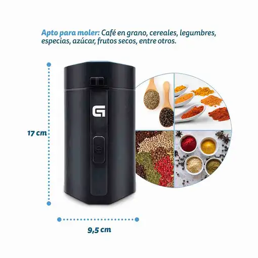 Molinillo de café eléctrico negro, 150W, 50 g, MO-150R GRUNKEL