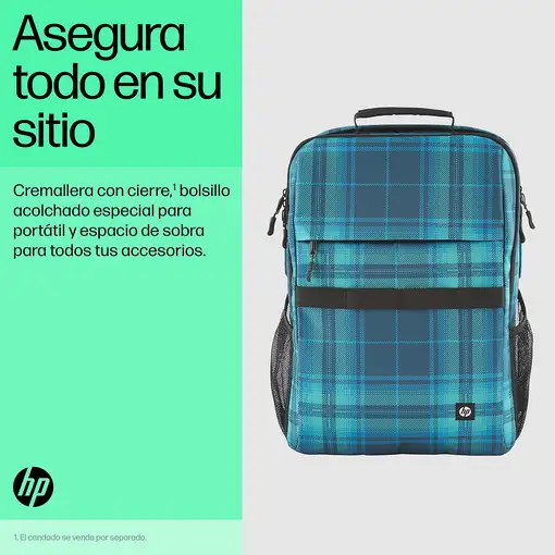HP Mochila Campus XL con patrón de cuadros de tartán