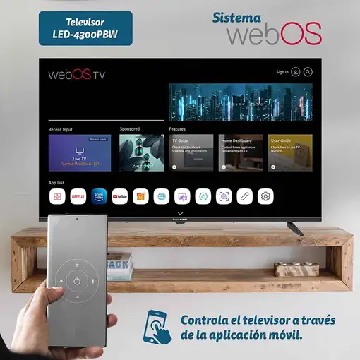 Televisor LED 43" 4K Ultra HD Negro Smart LED-4300PBW GRUNKEL