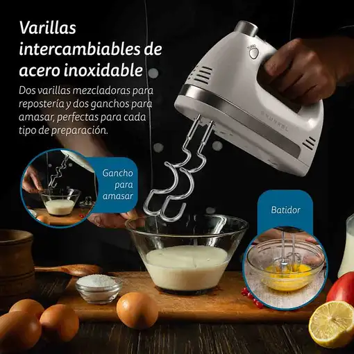 Batidora amasadora blanca, 350 W, 5 velocidades+turbo, AM-350TURBO5 GRUNKEL