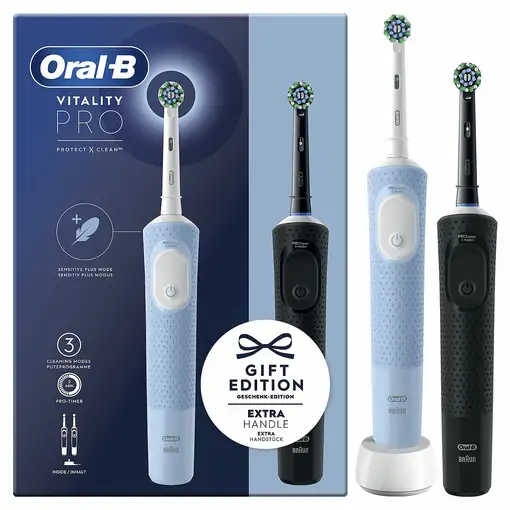 Cepillo dental eléctrico oscilante azul y negro, Vitality Pro Duo ORAL-B,  2 uds