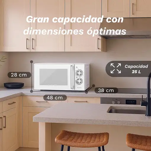 Microondas con grill blanco, 25L, 900 W, MWG-25MG GRUNKEL